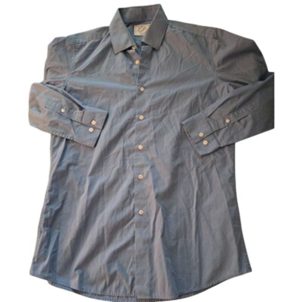 Bespoke Fitted Slim Fit Men's Dress Casual Shirt Sz 15-15.5/34-35 Solid Blue